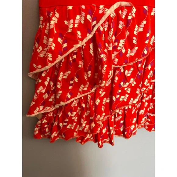 Tea Collection Girls Arrow Feather Ruffle Long Sleeve Tiered Red Dress Sz 8 NWT - Picture 5 of 5